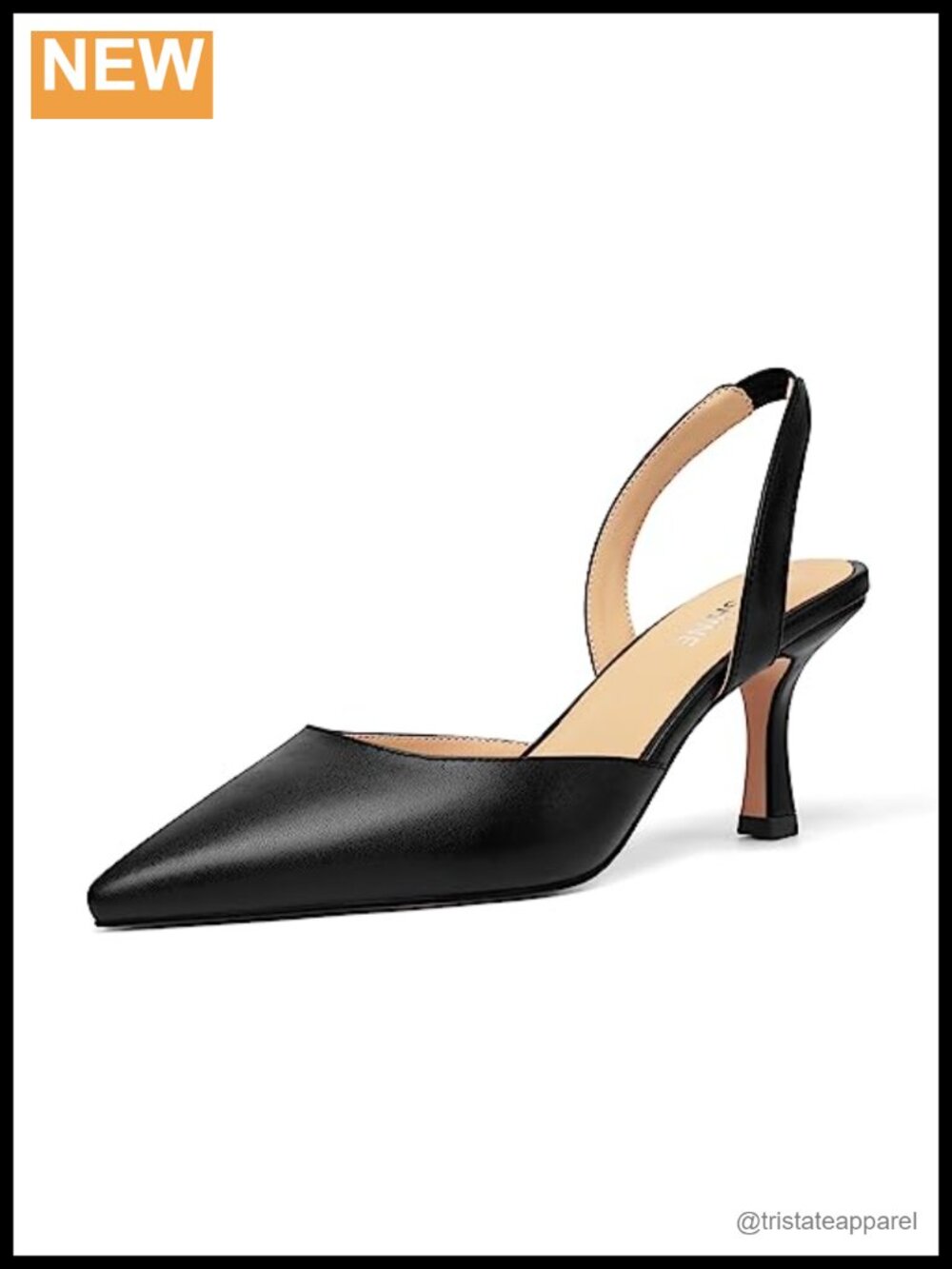 Womens Slip On Matte Slingback Pointed Toe Spool High Heel Pumps 3 Inch